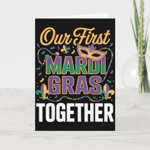 Cute Our First Mardi Gras Together Couple Mask Bea Card