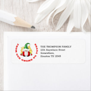Cute Our Gnome to Yours Christmas Return Address Return Address Label