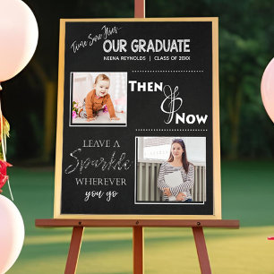 Cute Our Graduate Then and Now Graduation Photo Poster