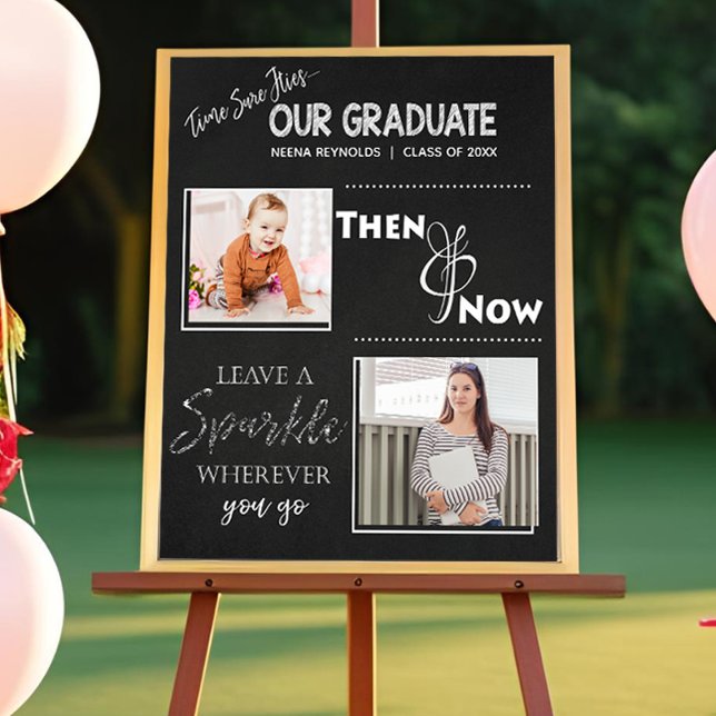 Cute Our Graduate Then and Now Graduation Photo Poster (Cute Our Graduate Then and Now Graduation Photo Poster)