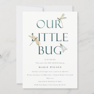 Cute Our Little Bug Blue Dragonfly Baby Shower Invitation