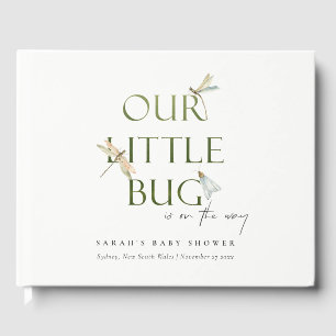 Cute Our Little Bug Green Dragonfly Baby Shower Guest Book