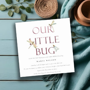 Cute Our Little Bug Pink Dragonfly Baby Shower Invitation