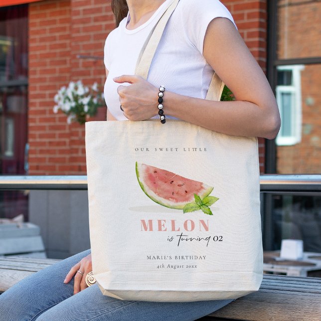 Cute Our Little Melon Red  Watercolor Baby Shower Tote Bag (Creator Uploaded)