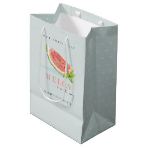 Cute Our Little Melon Watercolor Blue Baby Shower Medium Gift Bag