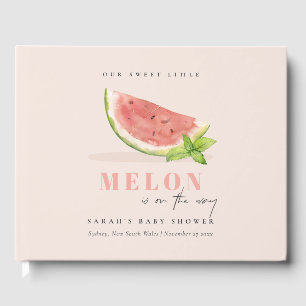 Cute Our Little Melon Watercolor Blush Baby Shower Guest Book