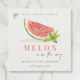 Cute Our Little Melon Watercolor Red Baby Shower Favour Tags