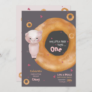 Cute "OUR LITTLE PIGGY"     “Love & Bagels”  Invitation