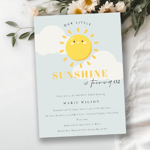 Cute Our Little Sunshine Blue Any Age Birthday Invitation
