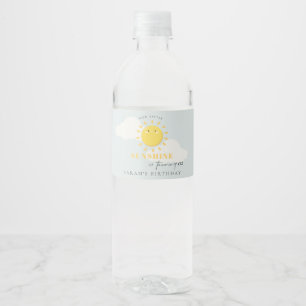 Cute Our Little Sunshine Blue Any Age Birthday Water Bottle Label