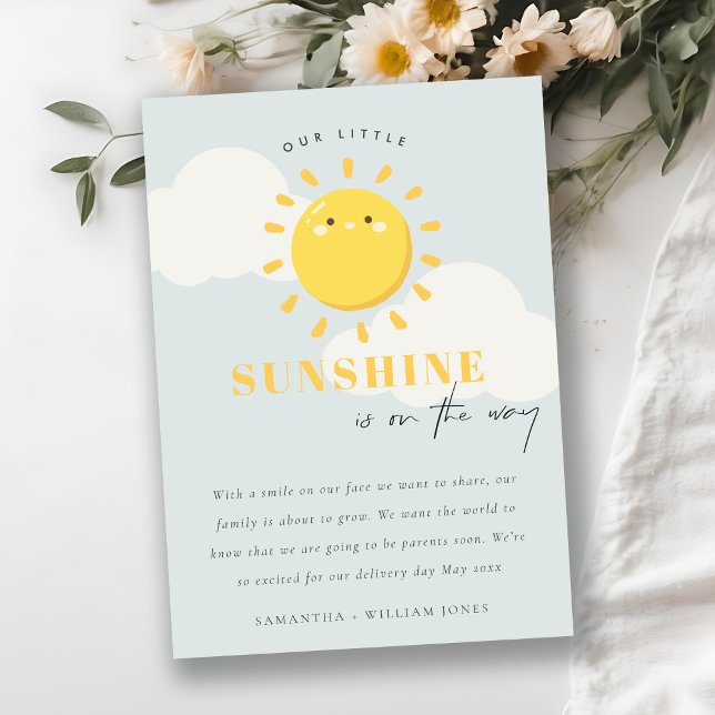 Cute Our Little Sunshine Blue Boy Announcement  (Creator Uploaded)