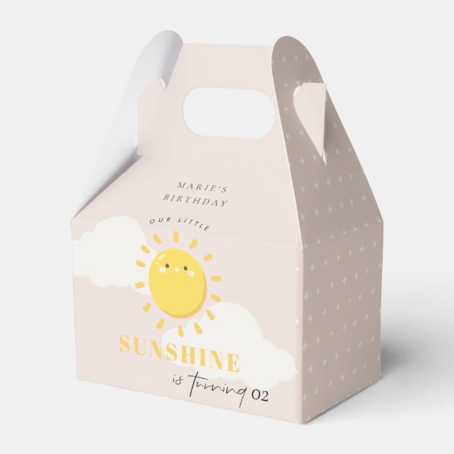 Cute Our Little Sunshine Blush Any Age Birthday Favour Box (Front Side)