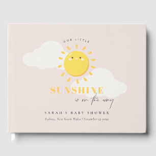 Cute Our Little Sunshine Blush Girl Baby Shower Guest Book