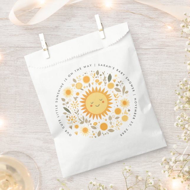 Cute Our Little Sunshine Boho Sun Baby Shower Favour Bag (Clipped)