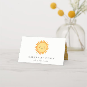 Cute Our Little Sunshine Boho Sun Baby Shower Place Card