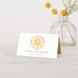 Cute Our Little Sunshine Boho Sun Baby Shower Place Card