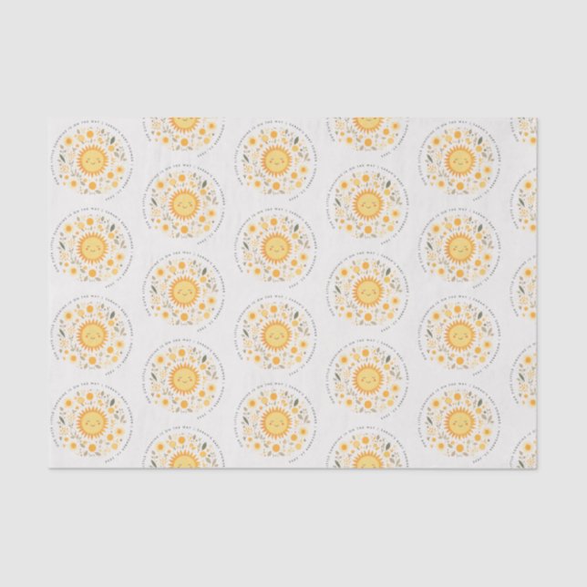 Cute Our Little Sunshine Boho Sun Baby Shower Tissue Paper (Front)