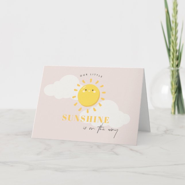 Cute Our Little Sunshine Girl Blush Baby Shower Thank You Card (Front)