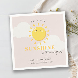 Cute Our Little Sunshine Pink Boy Any Age Birthday Napkin