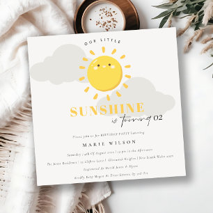 Cute Our Little Sunshine Yellow Any Age Birthday Invitation