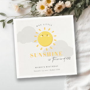 Cute Our Little Sunshine Yellow Any Age Birthday Napkin