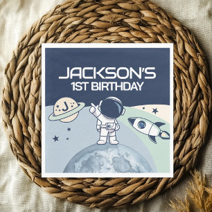 Cute Outer Space Astronaut Birthday Napkin