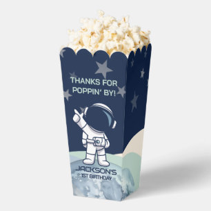 Cute Outer Space Astronaut Birthday Popcorn Favour Box