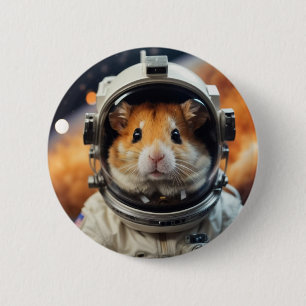 Cute Outer Space Astronaut Hamster  6 Cm Round Badge