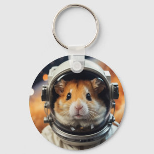 Cute Outer Space Astronaut Hamster  Key Ring
