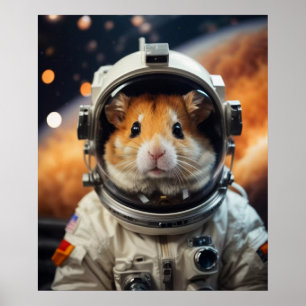 Cute Outer Space Astronaut Hamster  Poster