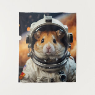 Cute Outer Space Astronaut Hamster  Tapestry