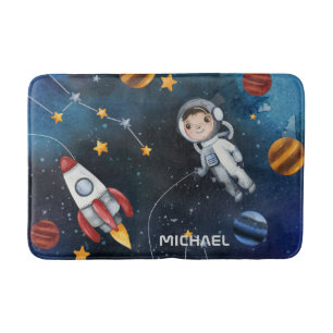 Cute Outer Space Astronaut Shuttle Personalised Bath Mat