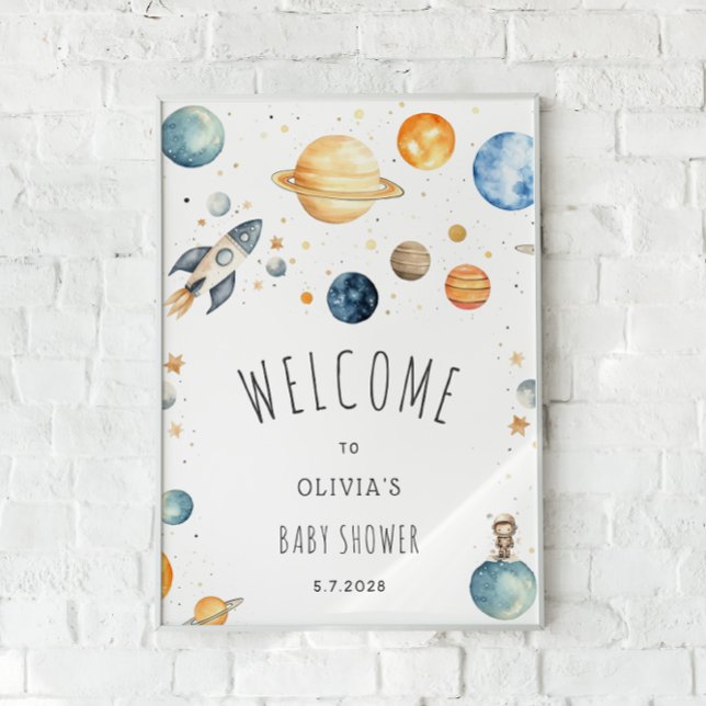 Cute Outer Space Baby Shower Welcome Poster (Creator Uploaded)