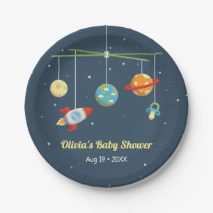 Cute Outer Space Crib Toys Baby Shower Supplies Paper Plate