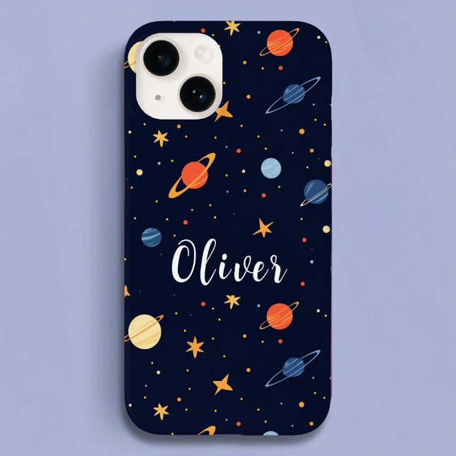 Cute Outer Space Planets Kids Name Case-Mate iPhone Case (Creator Uploaded)