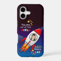 Cute Outer Space Rocket Ship Blast Off Birthday