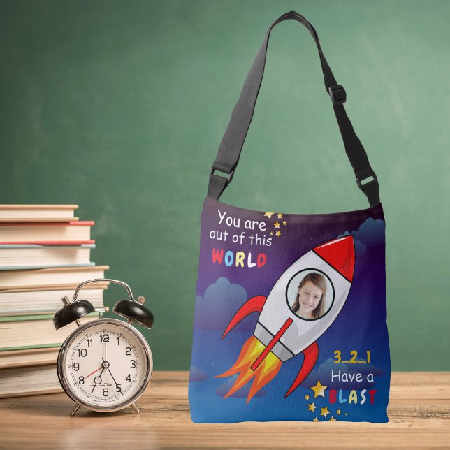 Cute Outer Space Rocket Ship Blast Off Birthday Crossbody Bag (Creator Uploaded)