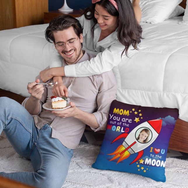 Cute Outer Space Rocket Ship Blast Off Birthday Cushion (Creator Uploaded)