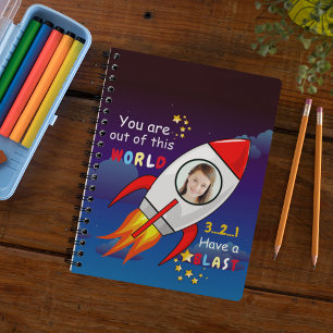 Cute Outer Space Rocket Ship Blast Off Birthday Notebook