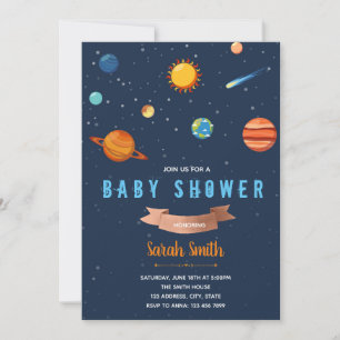 Cute outer space shower invitation