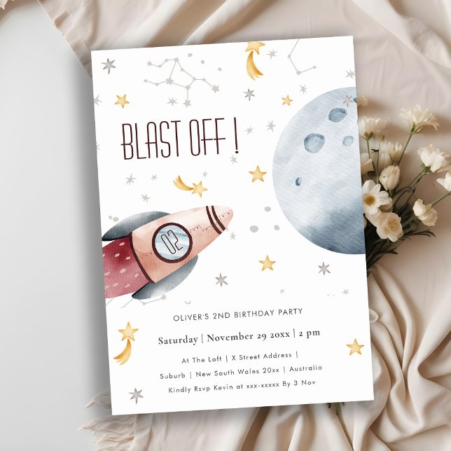 Cute Outer Space Starry Any Age Birthday Invite (Creator Uploaded)