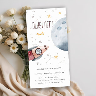 Cute Outer Space Starry Any Age Birthday Invite
