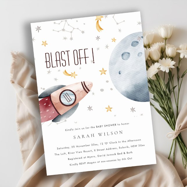 Cute Outer Space Starry Planet Baby Shower Invite (Creator Uploaded)