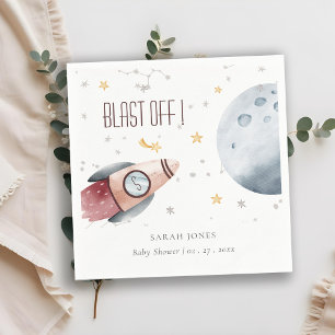 Cute Outer Space Starry Planet Rocket Baby Shower Napkin