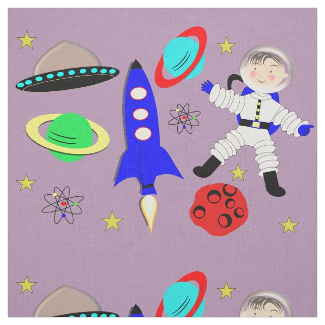 Cute Outer Space Themed Fabric (Swatch)