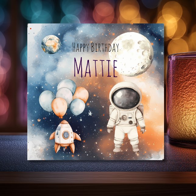 Cute Outerspace Astronaut Birthday Invitation (Creator Uploaded)