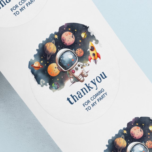 Cute Outerspace Planets Thank You Party Sticker (Creator Uploaded)