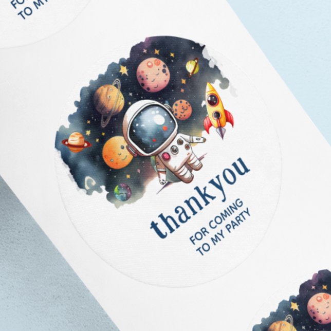 Cute Outerspace Planets Thank You Party Sticker (Creator Uploaded)