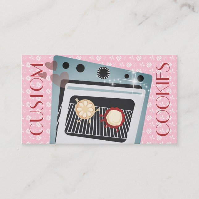 Cute oven cookies baking bakery business card (Front)