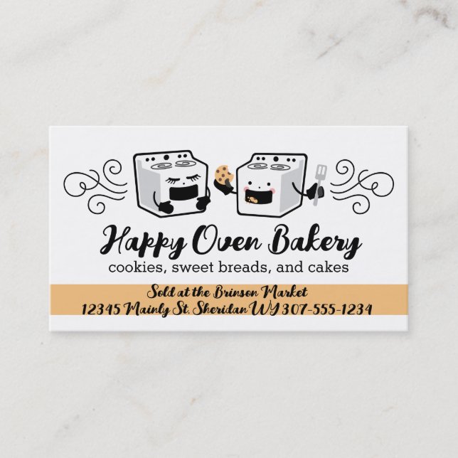 Cute oven stove cookie baking business cards (Front)